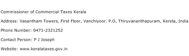 Commissioner of Commercial Taxes Kerala Address Contact Number