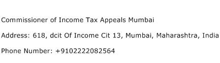 Commissioner of Income Tax Appeals Mumbai Address Contact Number