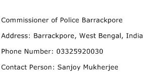 Commissioner of Police Barrackpore Address Contact Number