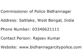 Commissioner of Police Bidhannagar Address Contact Number