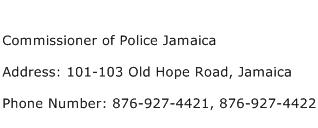 Commissioner of Police Jamaica Address Contact Number