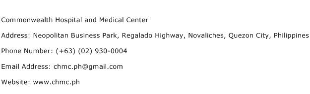 Commonwealth Hospital and Medical Center Address Contact Number