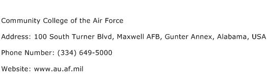 Community College of the Air Force Address Contact Number