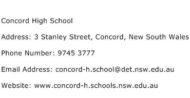 Concord High School Address Contact Number