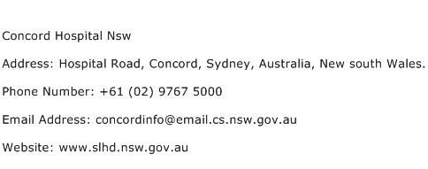 Concord Hospital Nsw Address Contact Number