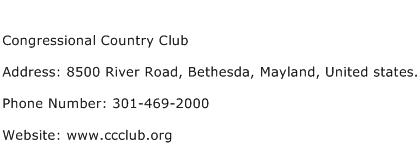 Congressional Country Club Address Contact Number