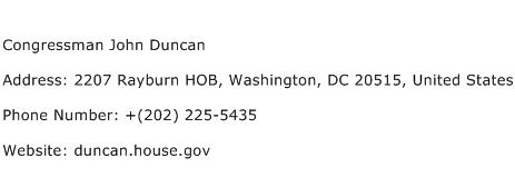 Congressman John Duncan Address Contact Number