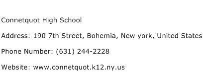 Connetquot High School Address Contact Number