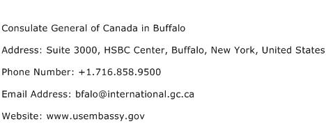 Consulate General of Canada in Buffalo Address Contact Number