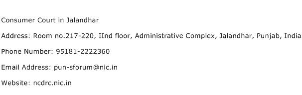 Consumer Court in Jalandhar Address Contact Number