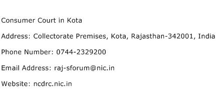 Consumer Court in Kota Address Contact Number