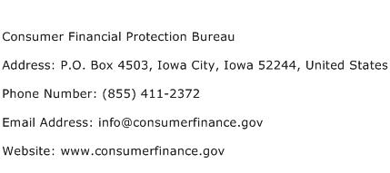 Consumer Financial Protection Bureau Address Contact Number