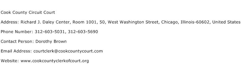 Cook County Circuit Court Address Contact Number