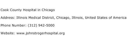 Cook County Hospital in Chicago Address Contact Number