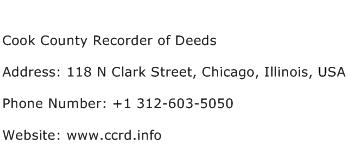 Cook County Recorder of Deeds Address Contact Number