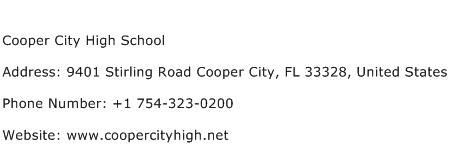 Cooper City High School Address Contact Number