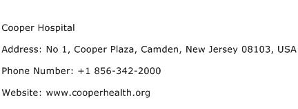 Cooper Hospital Address Contact Number