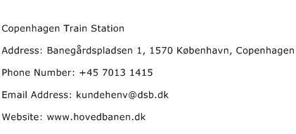 Copenhagen Train Station Address Contact Number