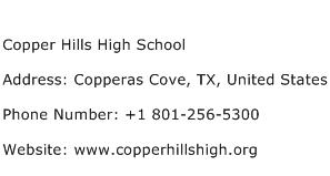 Copper Hills High School Address Contact Number