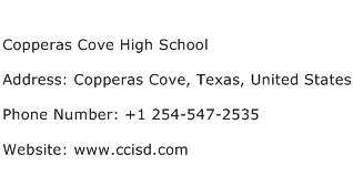 Copperas Cove High School Address Contact Number