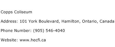 Copps Coliseum Address Contact Number
