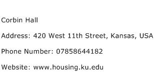 Corbin Hall Address Contact Number