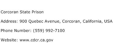 Corcoran State Prison Address Contact Number