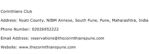 Corinthians Club Address Contact Number