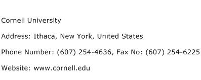 Cornell University Address Contact Number