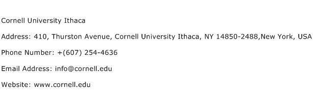 Cornell University Ithaca Address Contact Number
