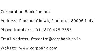 Corporation Bank Jammu Address Contact Number