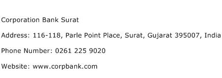 Corporation Bank Surat Address Contact Number