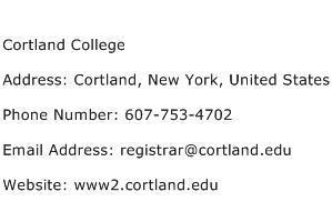 Cortland College Address Contact Number