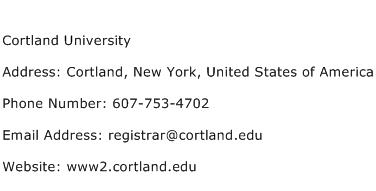 Cortland University Address Contact Number