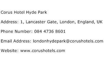 Corus Hotel Hyde Park Address Contact Number
