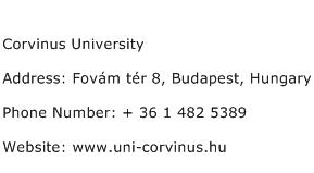 Corvinus University Address Contact Number