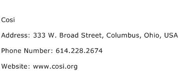 Cosi Address Contact Number