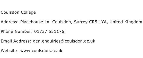 Coulsdon College Address Contact Number