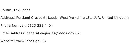 Council Tax Leeds Address Contact Number