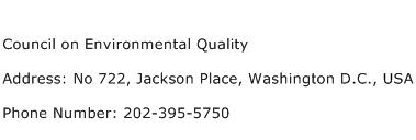 Council on Environmental Quality Address Contact Number