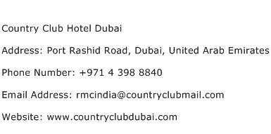 Country Club Hotel Dubai Address Contact Number