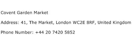 Covent Garden Market Address Contact Number