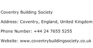 Coventry Building Society Address Contact Number