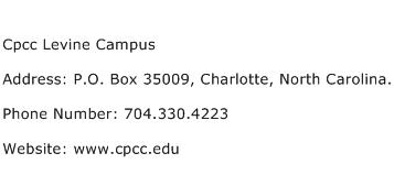 Cpcc Levine Campus Address Contact Number