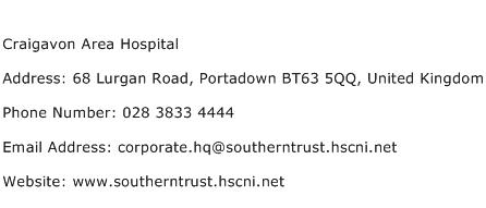 Craigavon Area Hospital Address Contact Number
