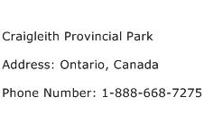 Craigleith Provincial Park Address Contact Number
