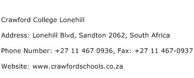 Crawford College Lonehill Address Contact Number