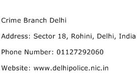 Crime Branch Delhi Address Contact Number