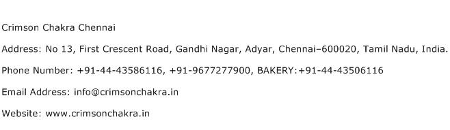 Crimson Chakra Chennai Address Contact Number