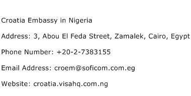 Croatia Embassy in Nigeria Address Contact Number